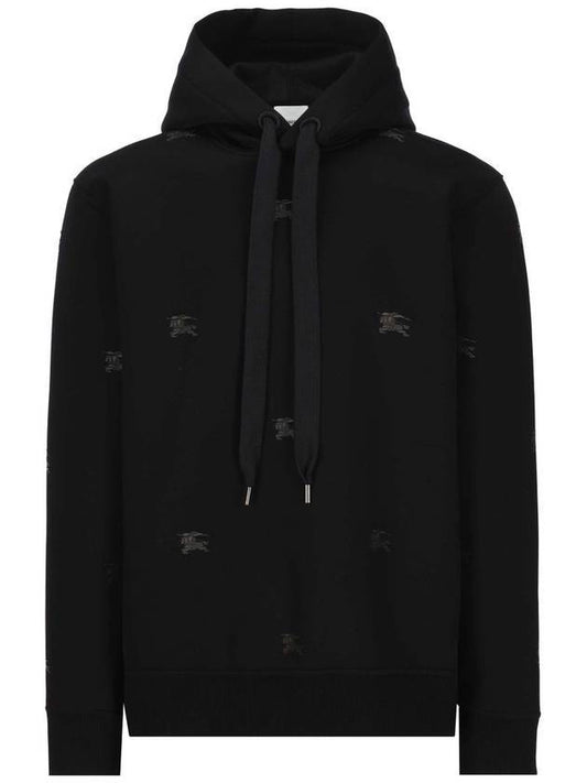 Equestrian Night Print Hooded Black - BURBERRY - BALAAN.