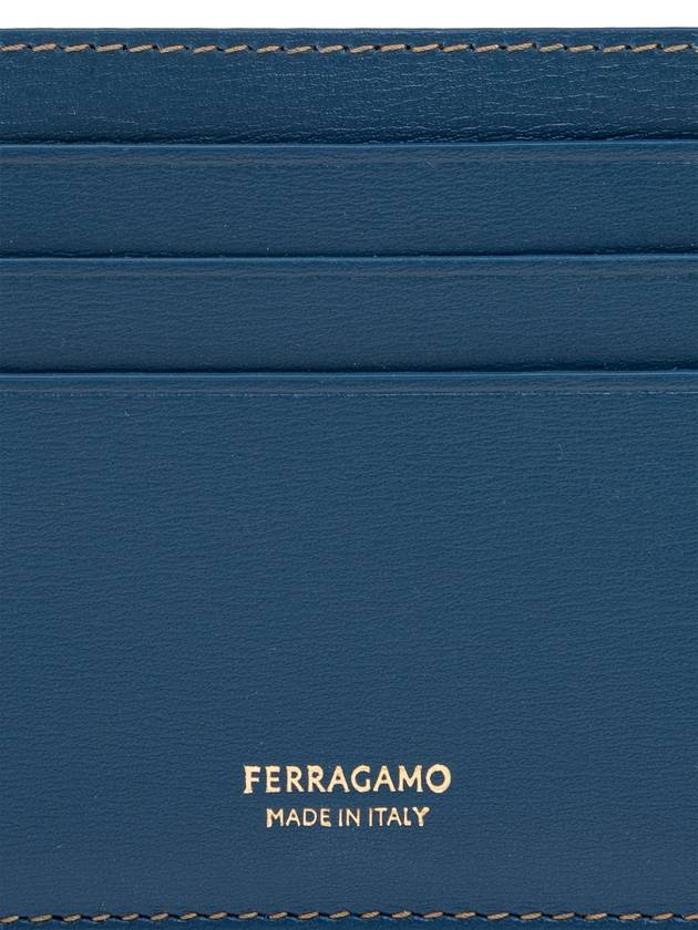 FERRAGAMO Leather Card Case, Men's, Navy Blue - SALVATORE FERRAGAMO - BALAAN 3