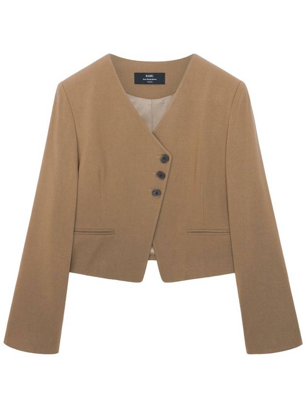 Colin Wool V-Neck Crop Jacket Moss Brown - RAMUSTUDIO - BALAAN 3