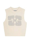 Graphic Wool Mix Vest Knit Top Egret - GANNI - BALAAN 2