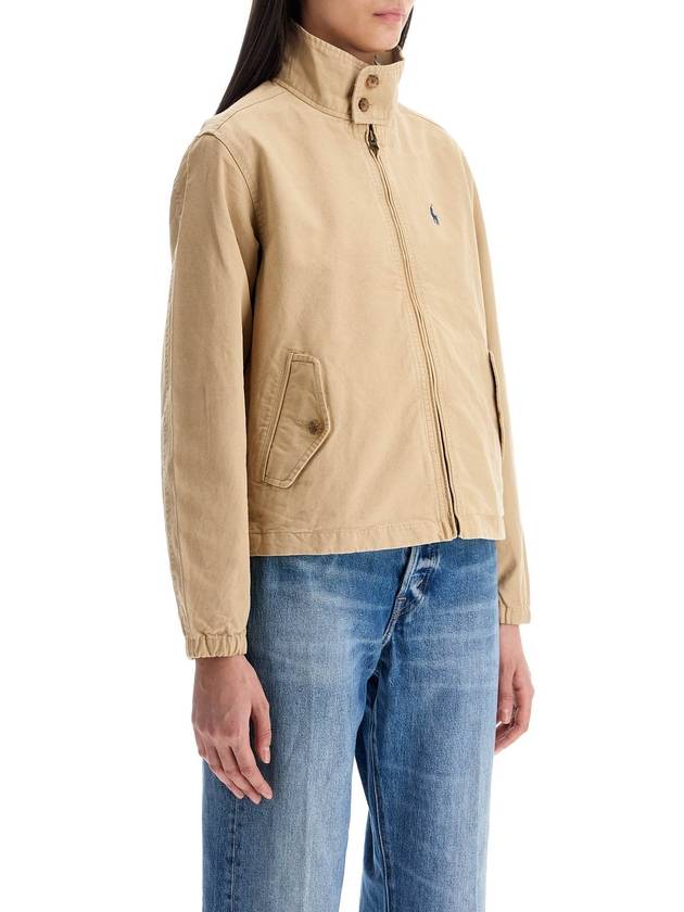 Logo High Neck Cotton Canvas Zip-up Jacket Khaki - POLO RALPH LAUREN - BALAAN 3