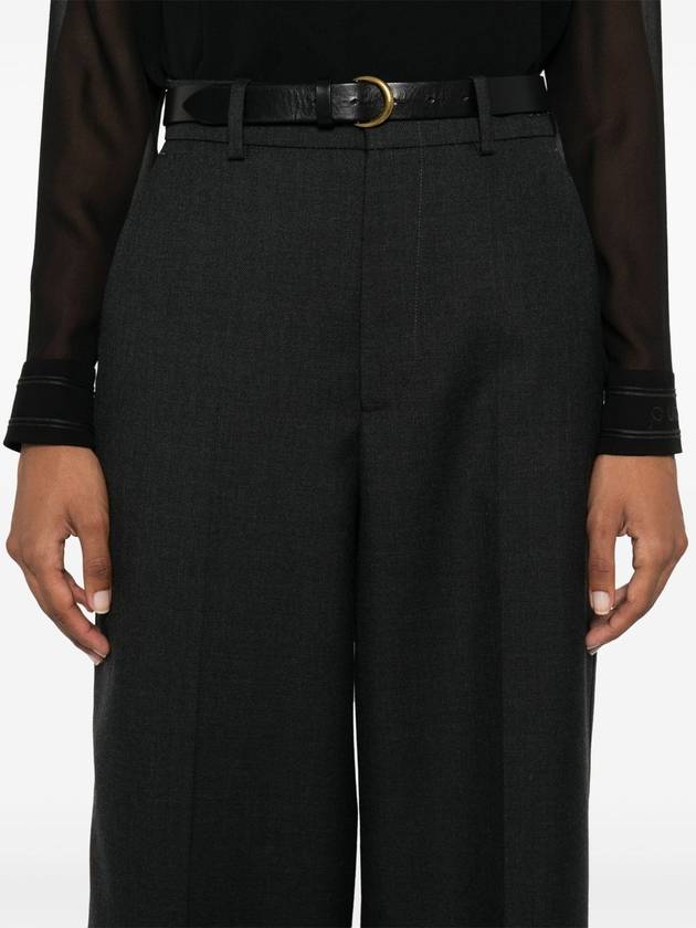 Wool Gabardine Wide Pants Dark Grey - GUCCI - BALAAN 6