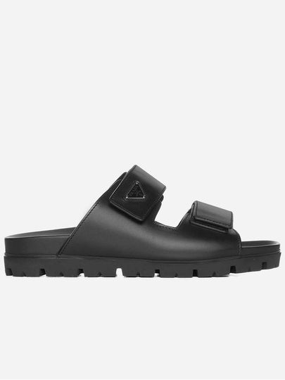 Strap Leather Sandals Black - PRADA - BALAAN 2