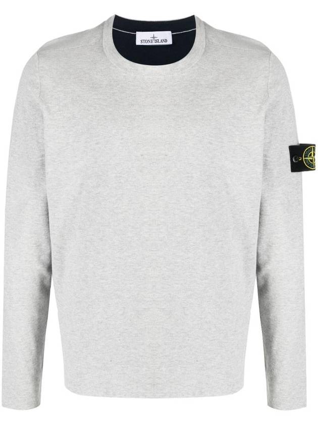 Reversible Crewneck Knit Sweatshirt Grey Navy - STONE ISLAND - BALAAN 1