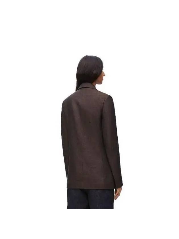 Linen Single-Breasted Tailored Jacket Brown - LOEWE - BALAAN 4