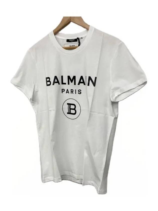 Men's Black Lettering Logo Short Sleeve T-Shirt White - BALMAIN - BALAAN 3