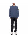 Logo Patch Crew Neck Sweatshirt Navy - STONE ISLAND - BALAAN 4