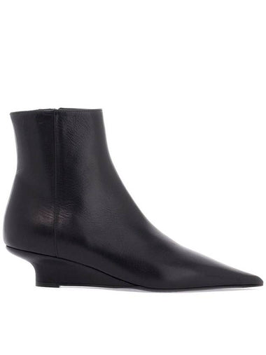 elegant and modern black leather ankle boots with zip - TOTEME - BALAAN 1