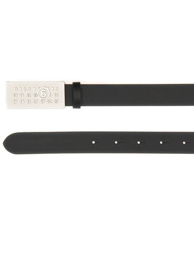 Numeric Logo Buckle Tag Leather Belt Black - MAISON MARGIELA - BALAAN 3