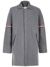 Arm Banding Striped Car Voile Wool Single Coat Grey - THOM BROWNE - BALAAN 3