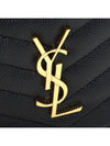 Monogram Grained Leather Zipper Half Wallet Black - SAINT LAURENT - BALAAN.