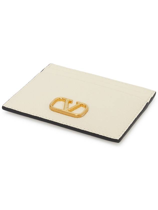 V Logo Signature Card Wallet Ivory - VALENTINO - BALAAN 4