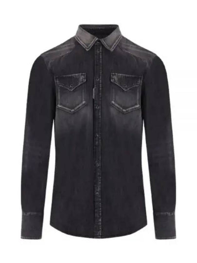 Denim Long Sleeve Shirt Black - DSQUARED2 - BALAAN 2