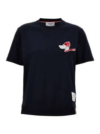 Festive Jersey Button Hector Short Sleeve T Shirt Navy - THOM BROWNE - BALAAN 2