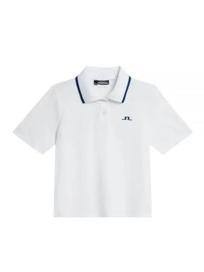 Carina Jacquard Cropped Polo Shirt White - J.LINDEBERG - BALAAN 2