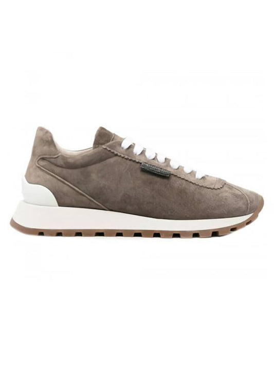 Chain Suede Low Top Sneakers Beige - BRUNELLO CUCINELLI - BALAAN 1