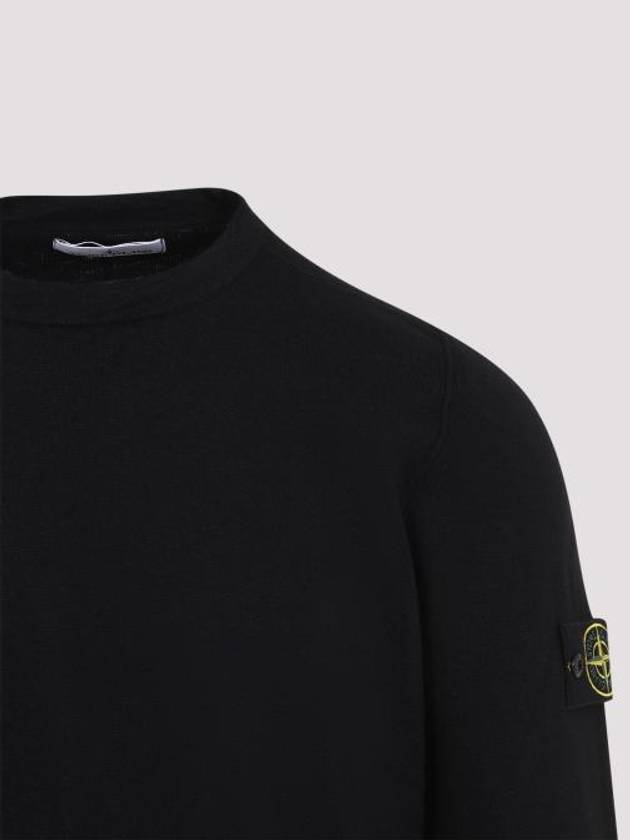 Logo Organic Cotton Long Sleeve T-Shirt Black - STONE ISLAND - BALAAN 6