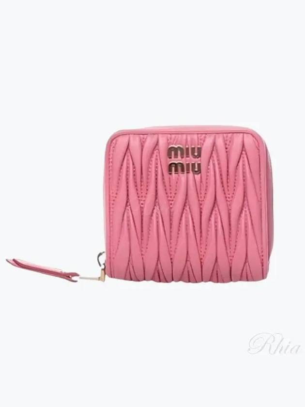 Matelasse Logo Zip Around Half Wallet Begonia Pink - MIU MIU - BALAAN 2