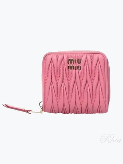 Matelasse Logo Zip Around Half Wallet Begonia Pink - MIU MIU - BALAAN 2