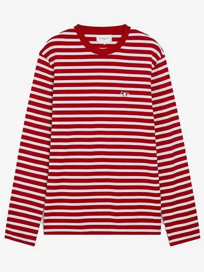 Fox Logo Stripe Long Sleeve T-Shirt Red - MAISON KITSUNE - BALAAN 2