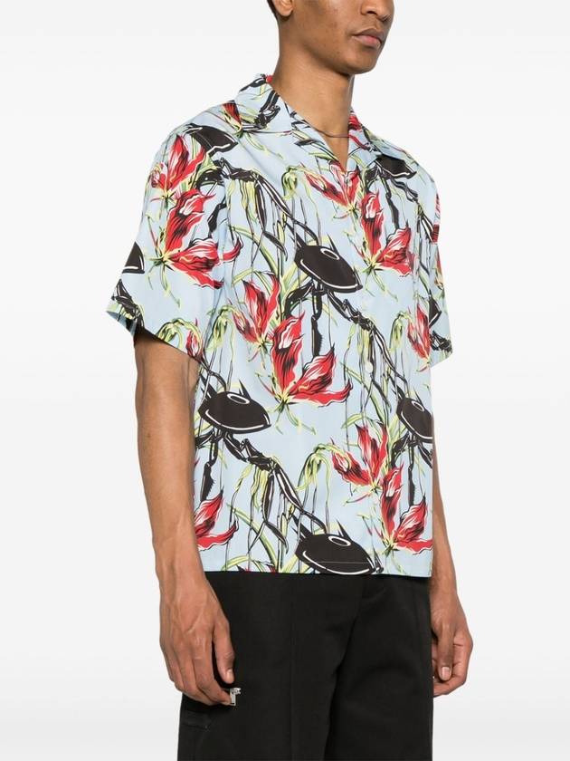 floral-print cotton shirt - PRADA - BALAAN 3