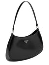 Triangular Logo Cleo Brushed Leather Shoulder Bag Black - PRADA - BALAAN 3