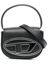 1DR Round Logo Leather Mini Shoulder Bag Black - DIESEL - BALAAN 2