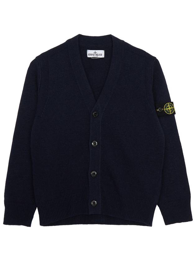 Kids Wappen Patch V-Neck Knit Cardigan Navy - STONE ISLAND - BALAAN 2