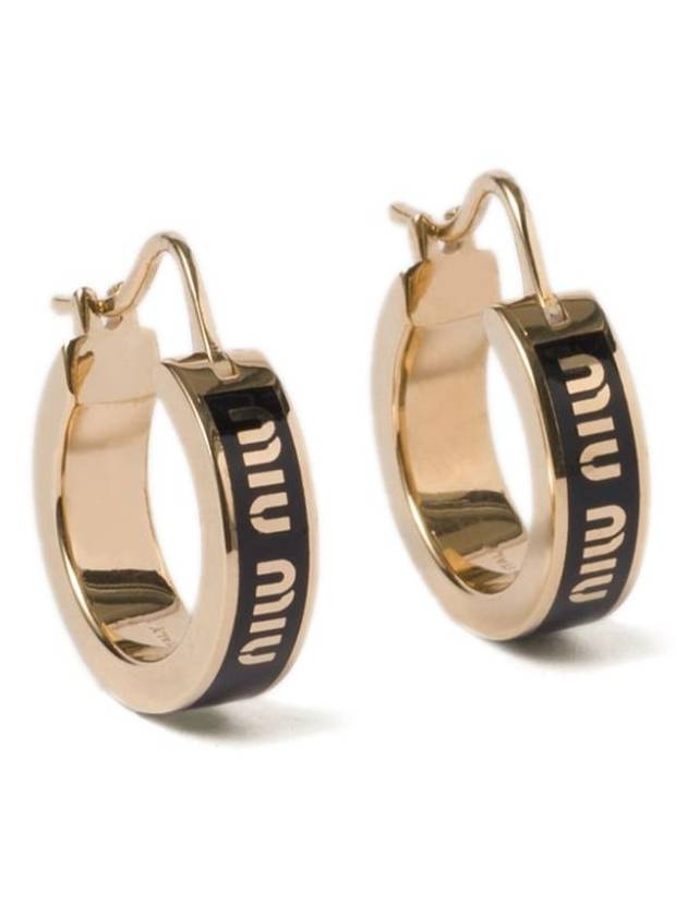 Logo Enameled Metal Earrings  Black - MIU MIU - BALAAN 4