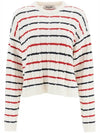 Striped Cashmere Knit Top White - MIU MIU - BALAAN 1