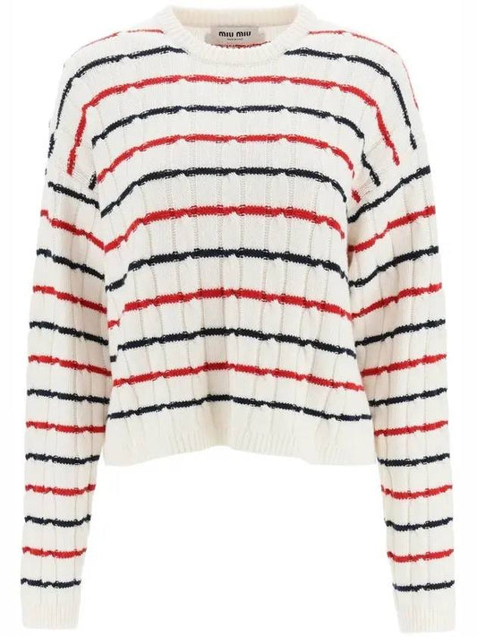 Cashmere Striped Sweater Knit - MIU MIU - BALAAN.