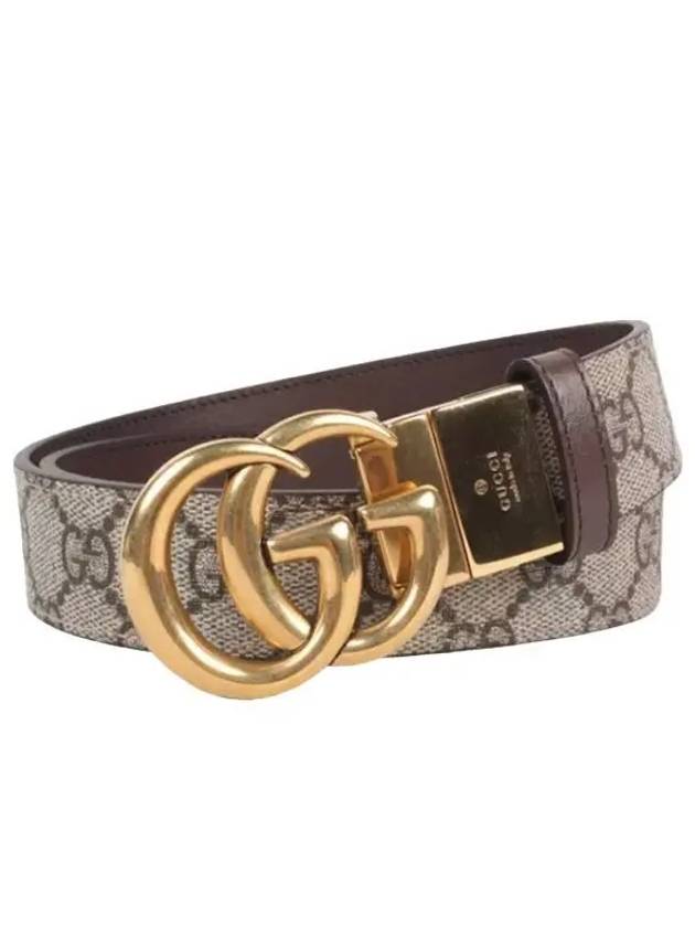 GG Marmont Reversible Leather Belt Beige Brown - GUCCI - BALAAN 2