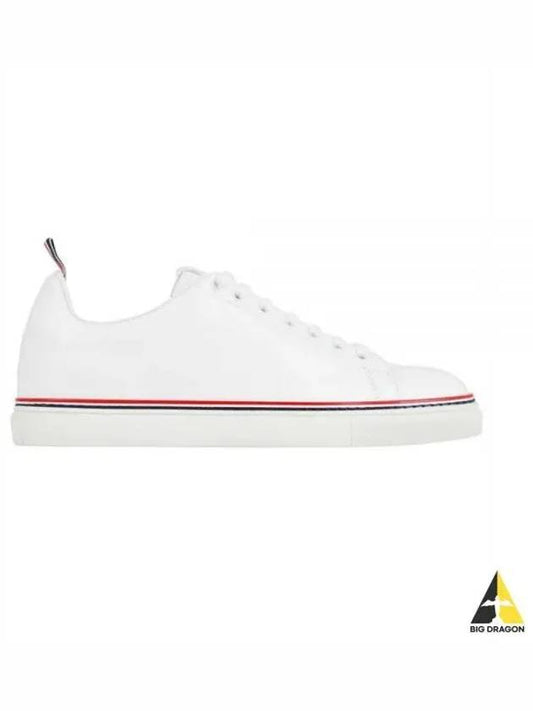 Tennis Vitello Calf Leather Low Top Sneakers White - THOM BROWNE - BALAAN 2