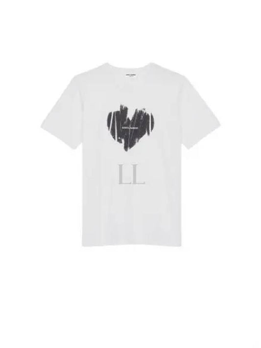 Noir Print Short Sleeve T-Shirt White - SAINT LAURENT - BALAAN 2