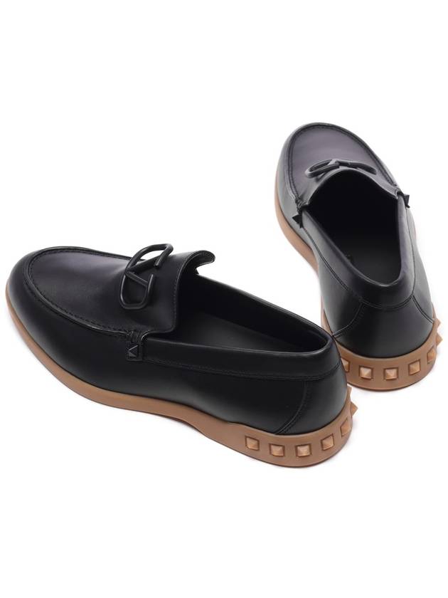 V Logo Leather Loafers Black - VALENTINO - BALAAN 7