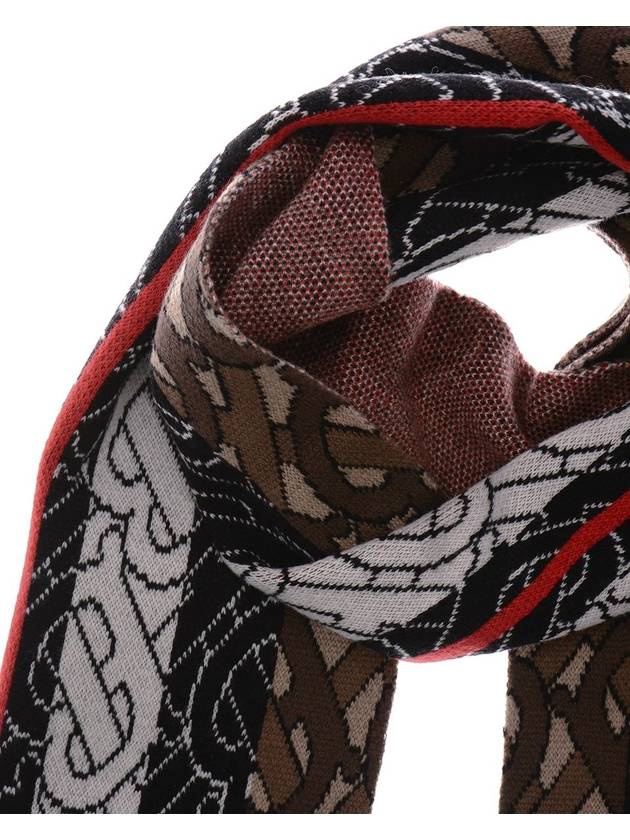 TB Monogram Stripe Knit Football Scarf Bridal Brown - BURBERRY - BALAAN 4