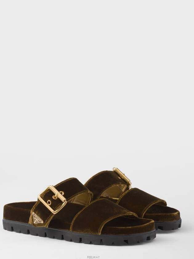 Velvet Slide Slippers Oak - PRADA - BALAAN 2