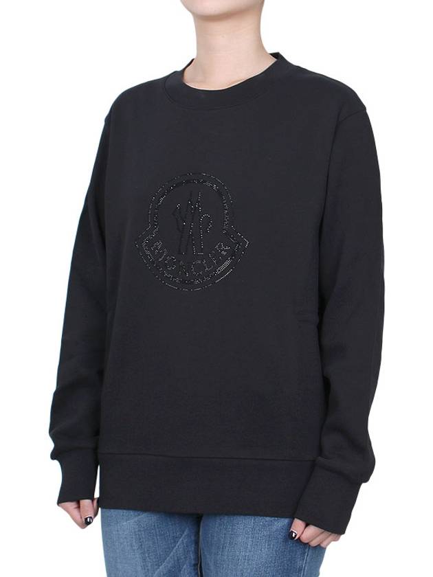 Crystal Logo Sweatshirt Black - MONCLER - BALAAN 4