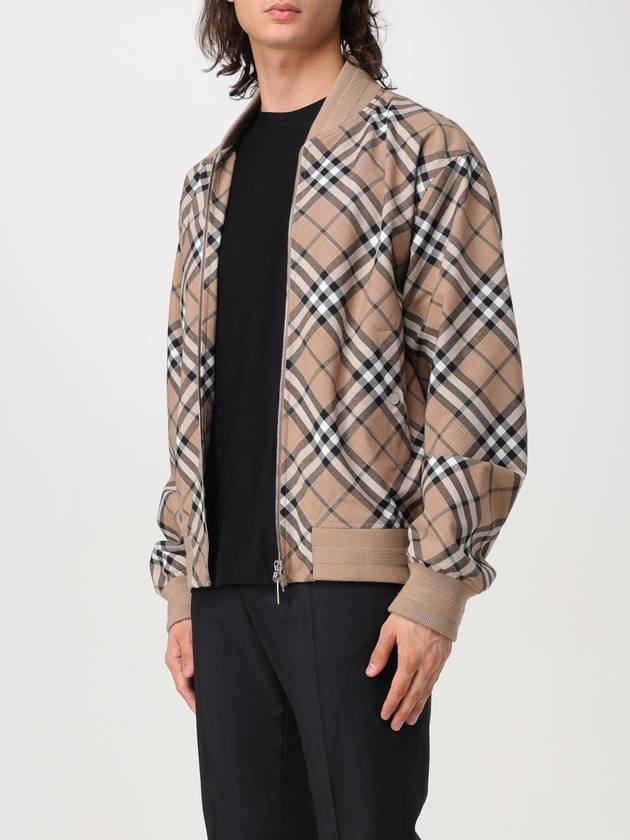 Harrington Check Wool Blend Zip-Up Jacket Brown - BURBERRY - BALAAN 5