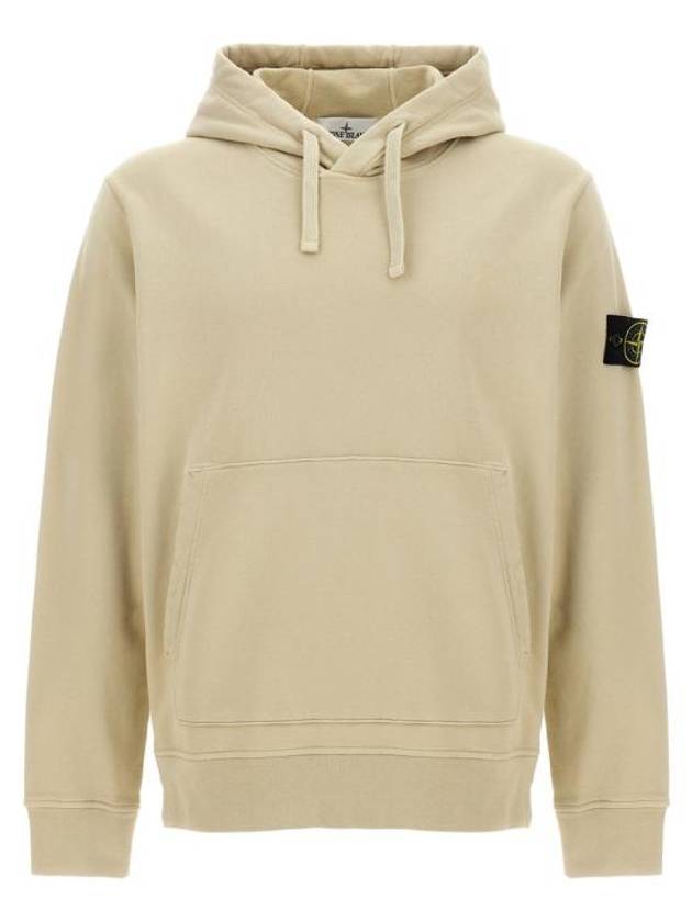 Cotton Fleece Garment Dyed Hoodie Beige - STONE ISLAND - BALAAN 1