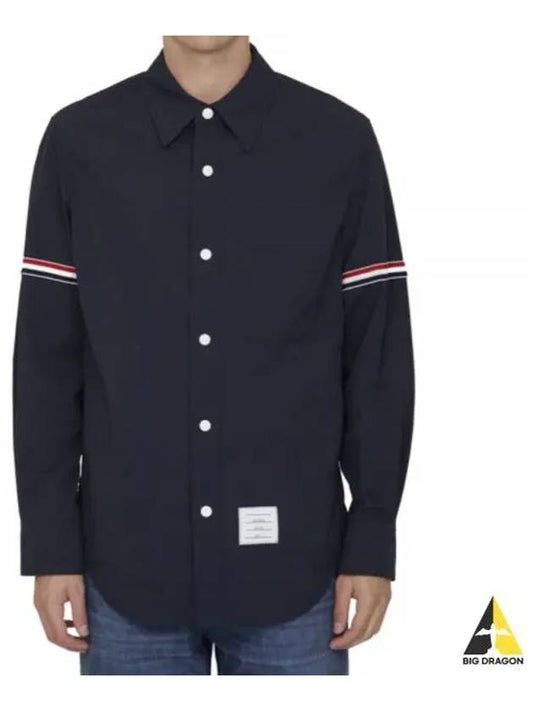 Three Stripes Armband Nylon Long Sleeve Shirt Navy - THOM BROWNE - BALAAN 2