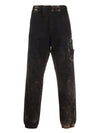 Men's Wappen Patch Off-Dye Fleece Jogger Pants Black Orange - STONE ISLAND - BALAAN 2