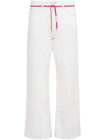 Tie Waist Straight Jeans White - MARNI - BALAAN 1