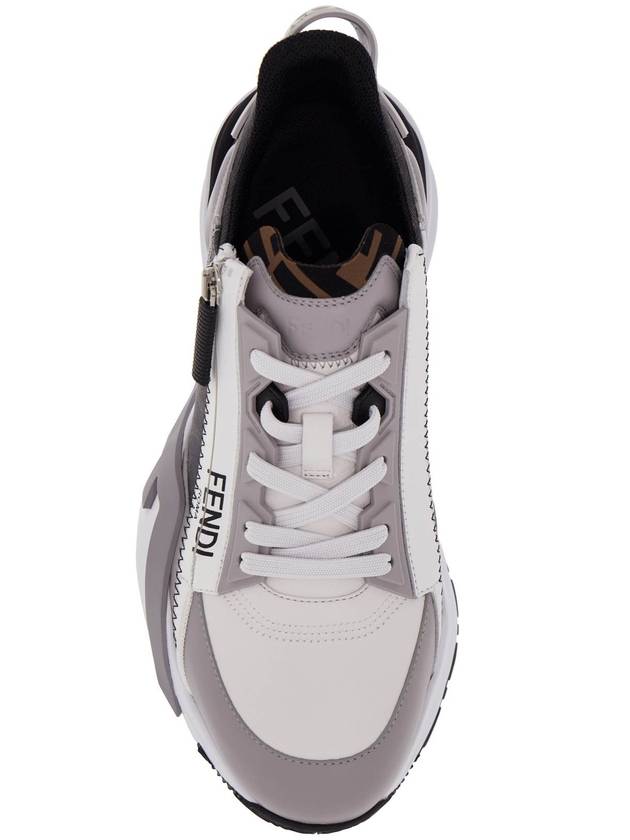 Flow FF Logo Low Top Sneakers Grey - FENDI - BALAAN 3