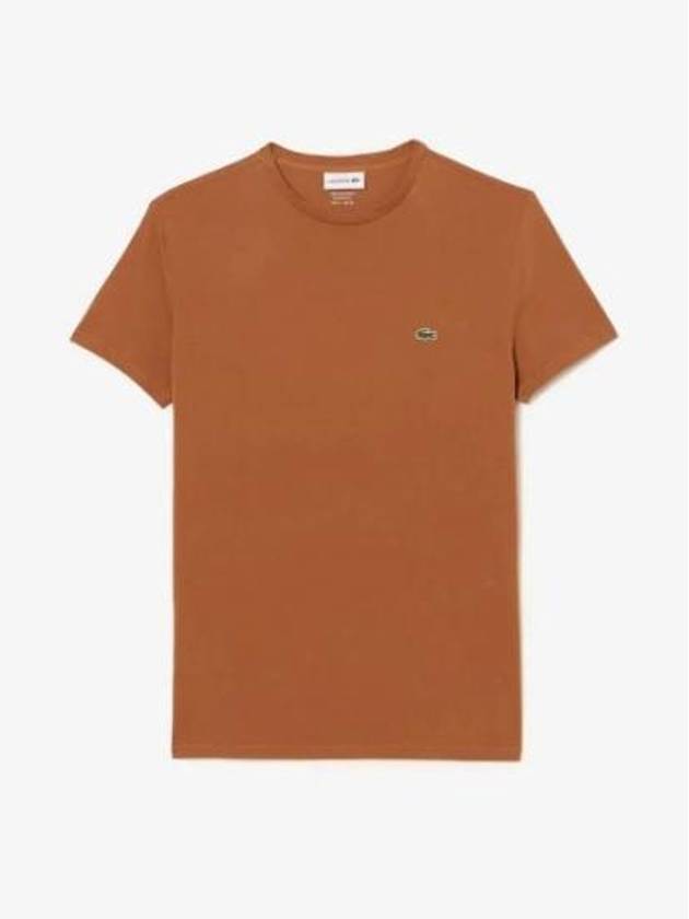 Crew Neck Pima Cotton Jersey Short Sleeve T-Shirt Brown - LACOSTE - BALAAN 2