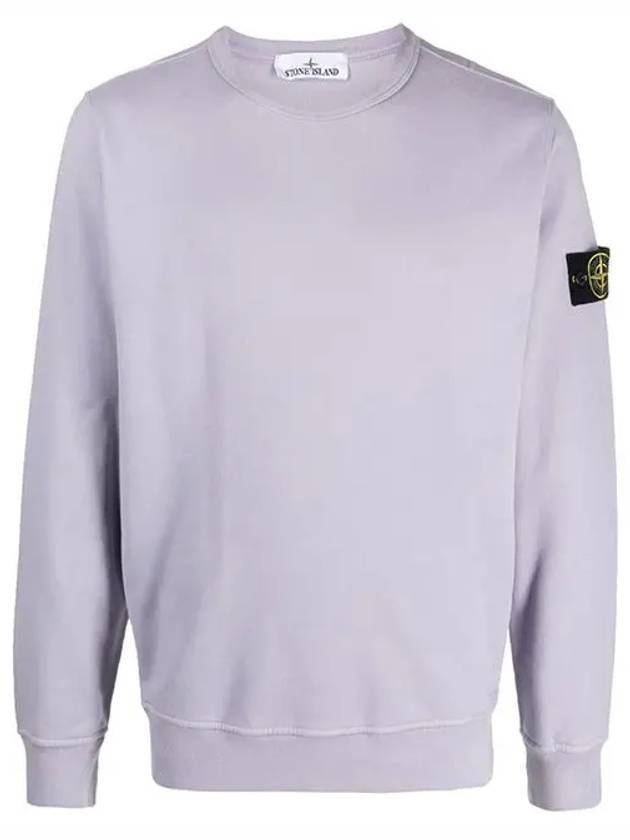 Brushed Cotton Fleece Garment Dyed Crewneck Sweatshirt Lavender - STONE ISLAND - BALAAN 1