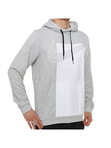 Large Logo Colorblock Fleece Hoodie Grey - NIKE - BALAAN 1