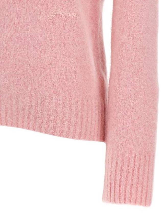 Brush Alpaca O Neck Knit Top Pink - GANNI - BALAAN 5