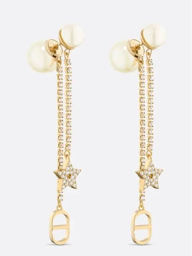 Tribales White Resin Pearl Earrings Gold - DIOR - BALAAN 2