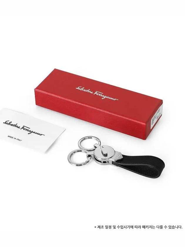 Gancini Leather Key Holder Black - SALVATORE FERRAGAMO - BALAAN 4